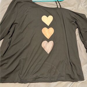 Stylish Women's Black Top with Heart Design